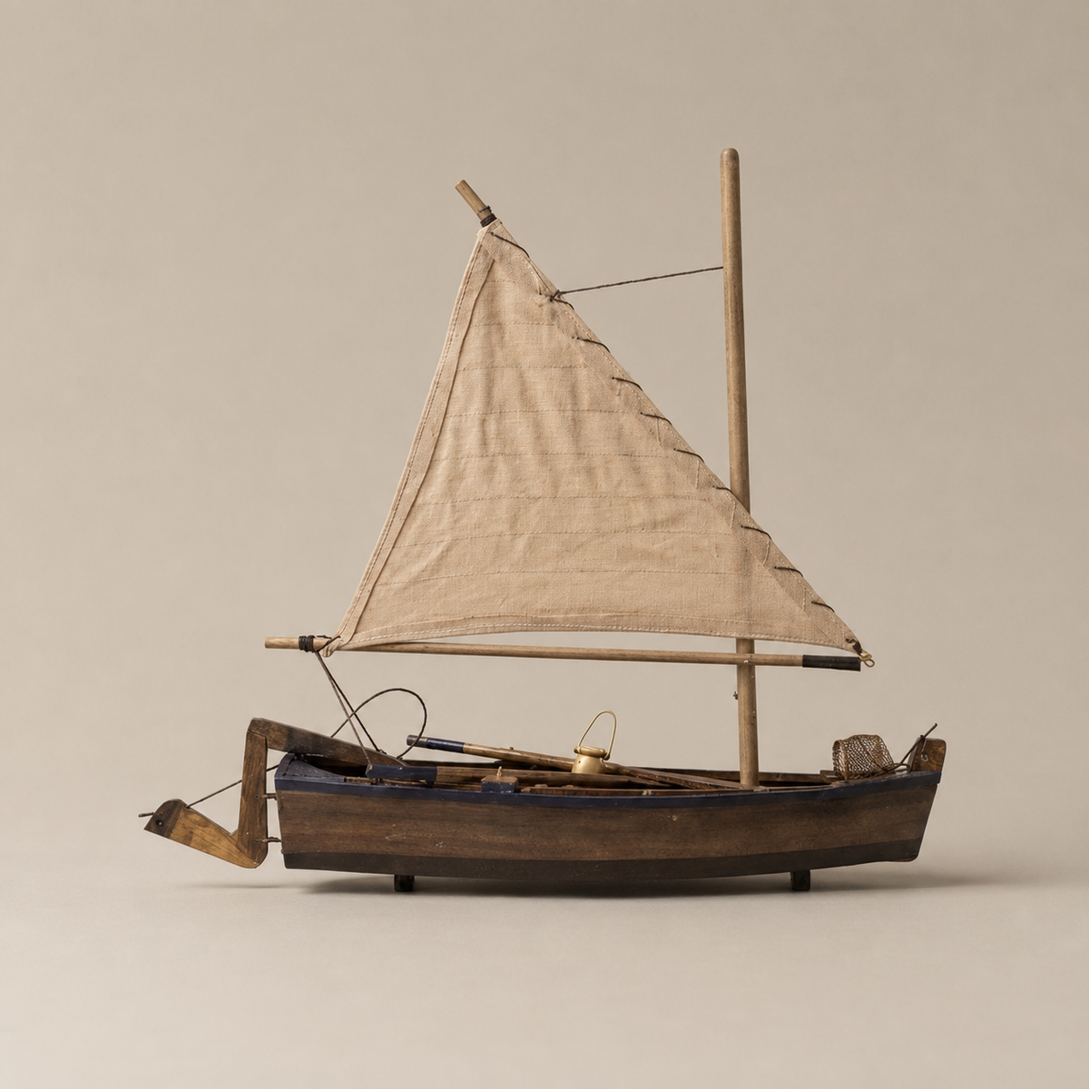 Vintage Wooden Sailing Ship Model - Nautical Decor Collectible for Desk & Shelf