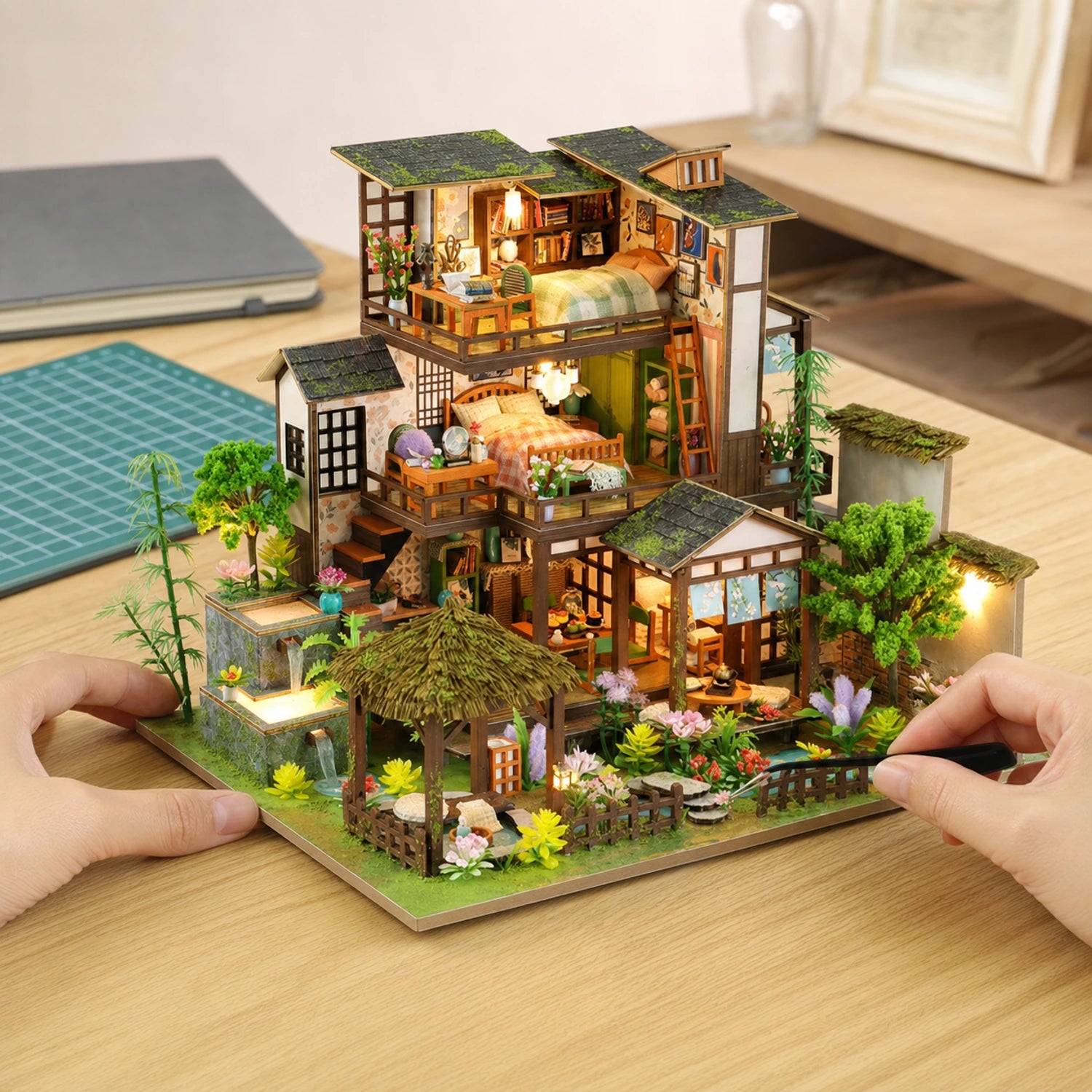 BysageCraft Bamboo Spring Retreat Miniature House Kit 5