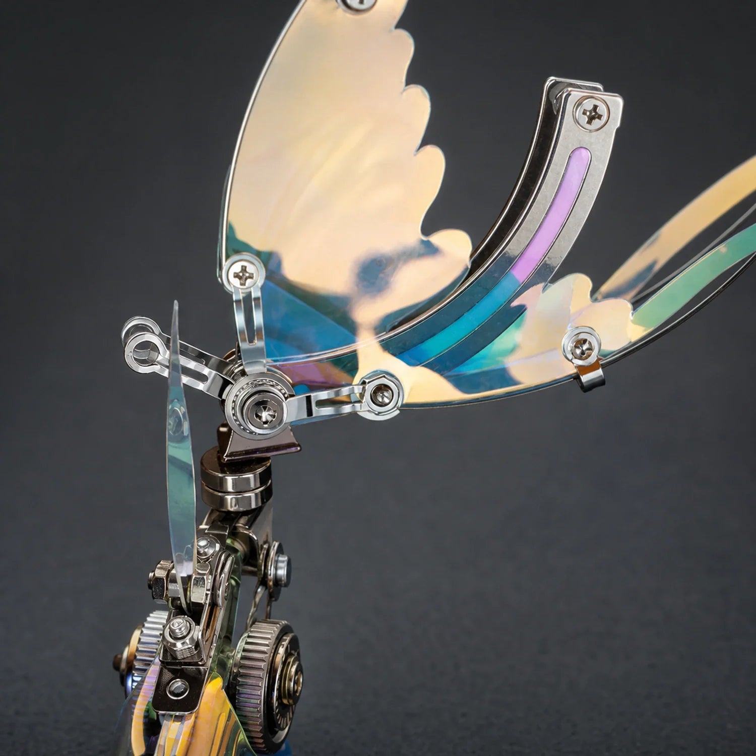 BysageCraft Butterfly Wing Flying Fish Metal Model Kit for Iridescent Mechanical Display 4
