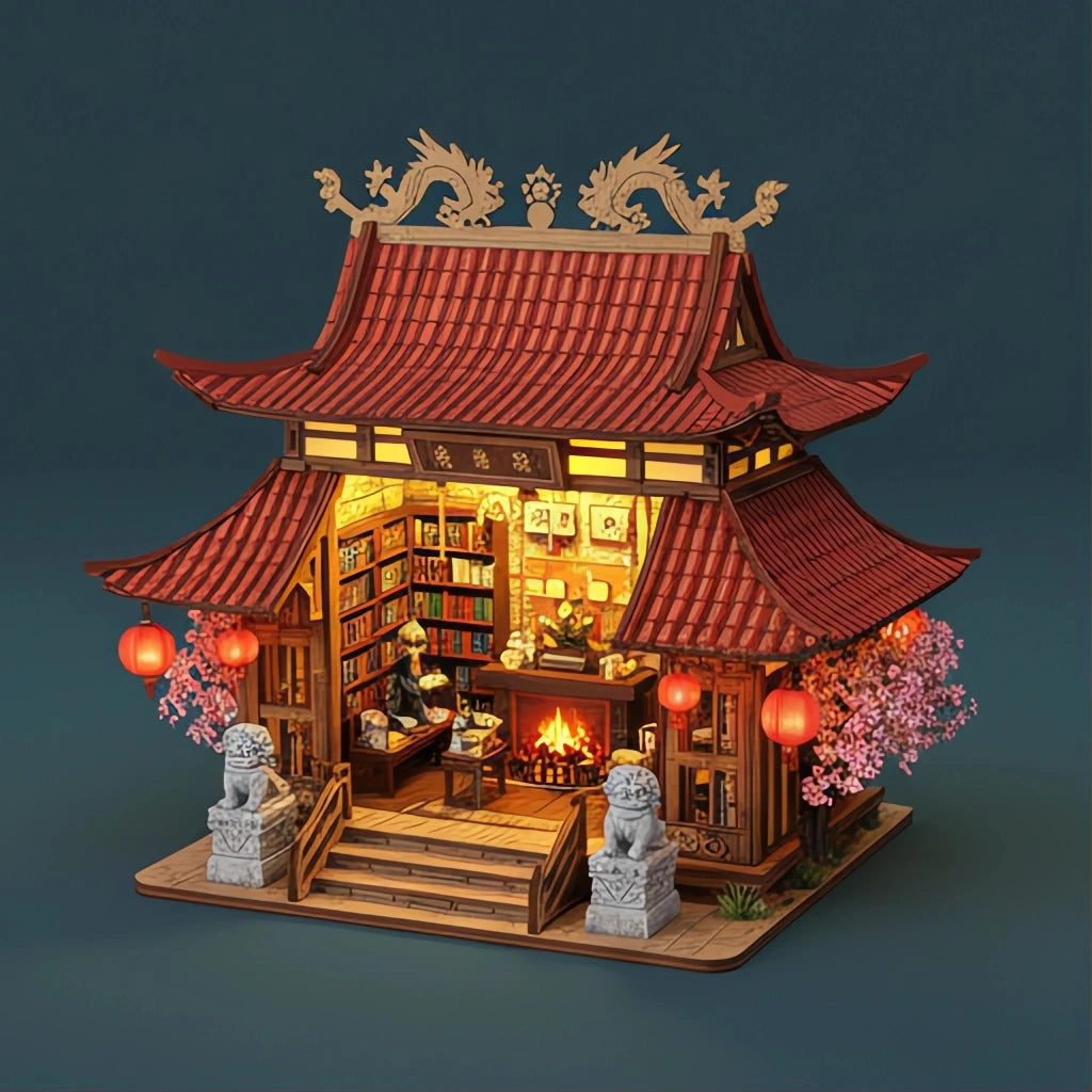 BysageCraft Fiery Retreat Book Nook DIY Model Kit 3