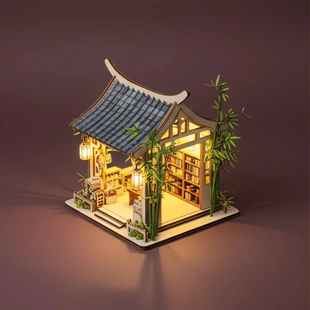 BysageCraft Green Bamboo Book Nook DIY Kit 3