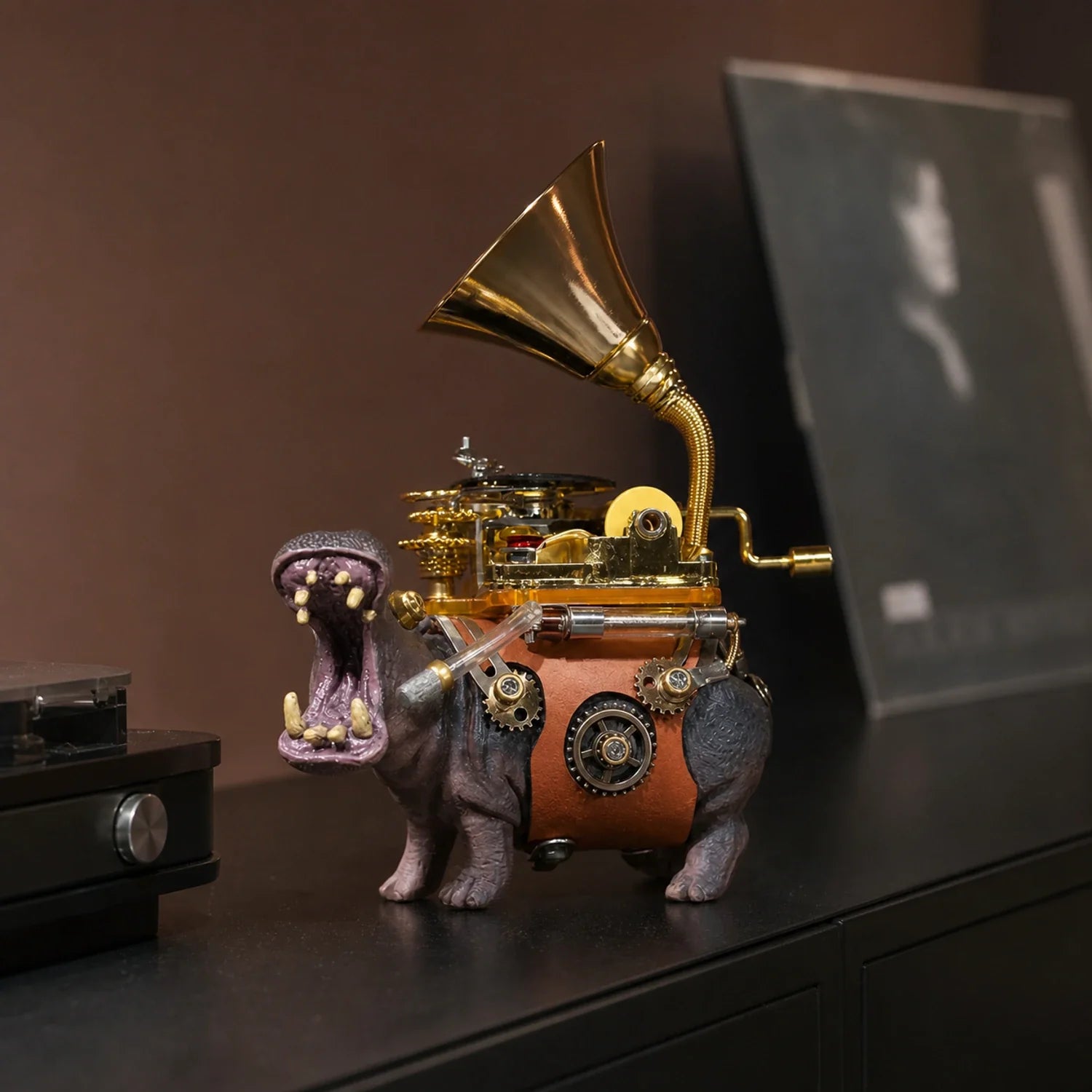 BysageCraft Hippo Musician Metal Model Kit for Hand Crank Mechanical Music Box 8