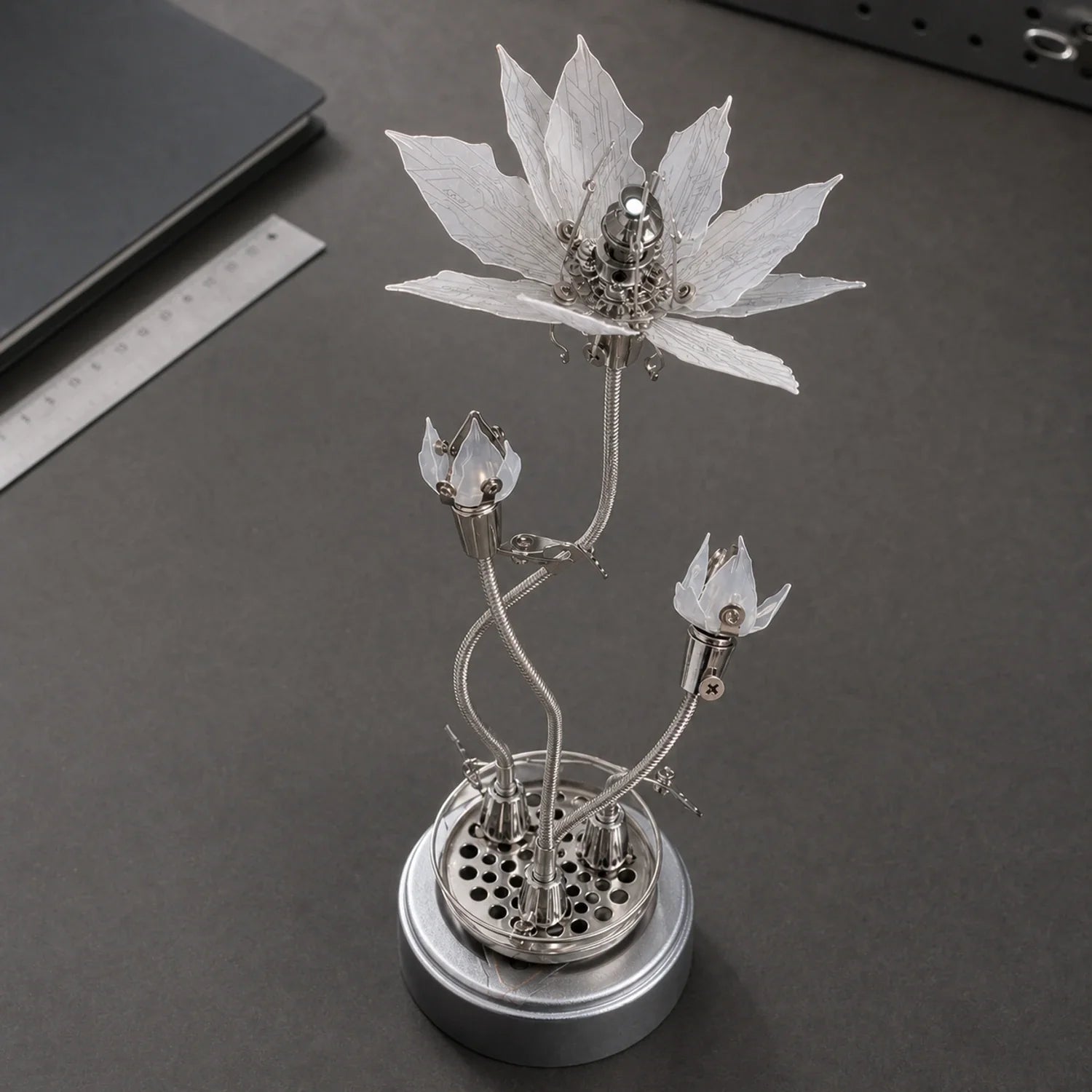 BysageCraft Mechanical Lycoris Metal Model Kit for Illuminated Kinetic Flower Sculpture 14