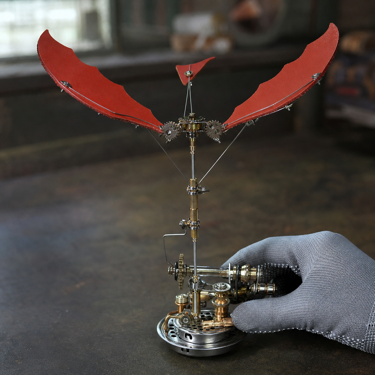 BysageCraft Mechanical Ornithopter Metal Model Kit Flapping-Wing Kinetic Sculpture 2