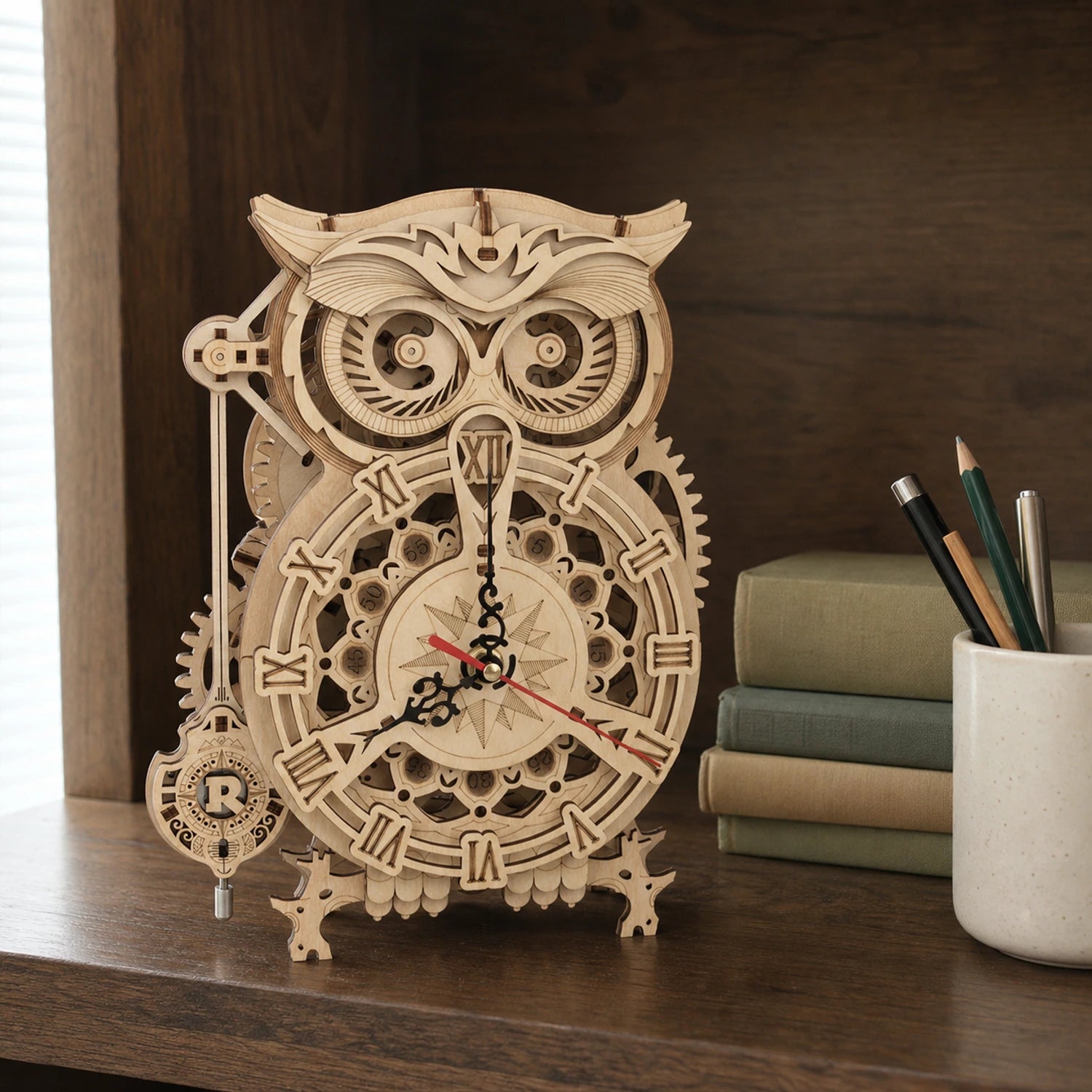 BysageCraft Owl Clock 3D Wooden Puzzle Model Kit 13