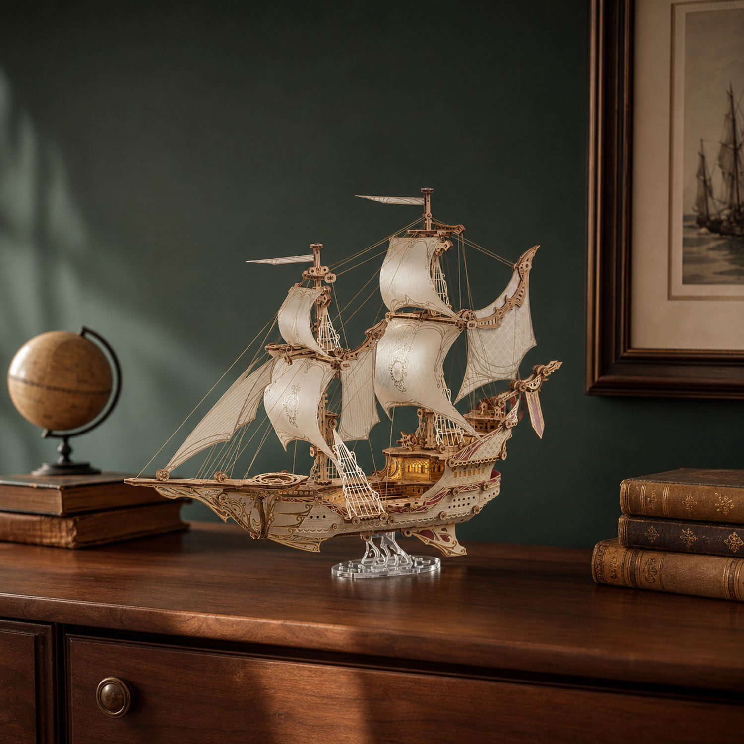 BysageCraft Sci-Fi Future Pirate Ship 3D Wooden Puzzle Kit 4