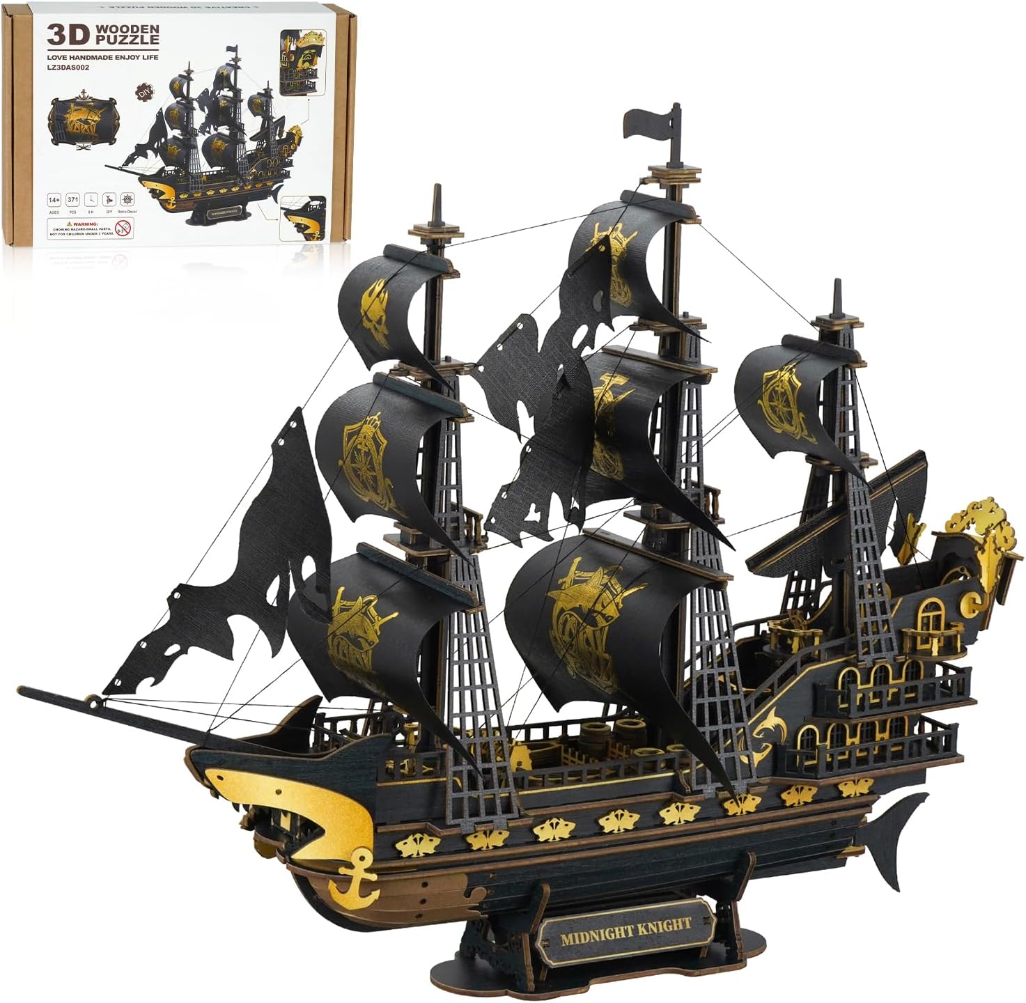 BysageCraft Seahorse Barque 3D Wooden Puzzle Model Kit 1