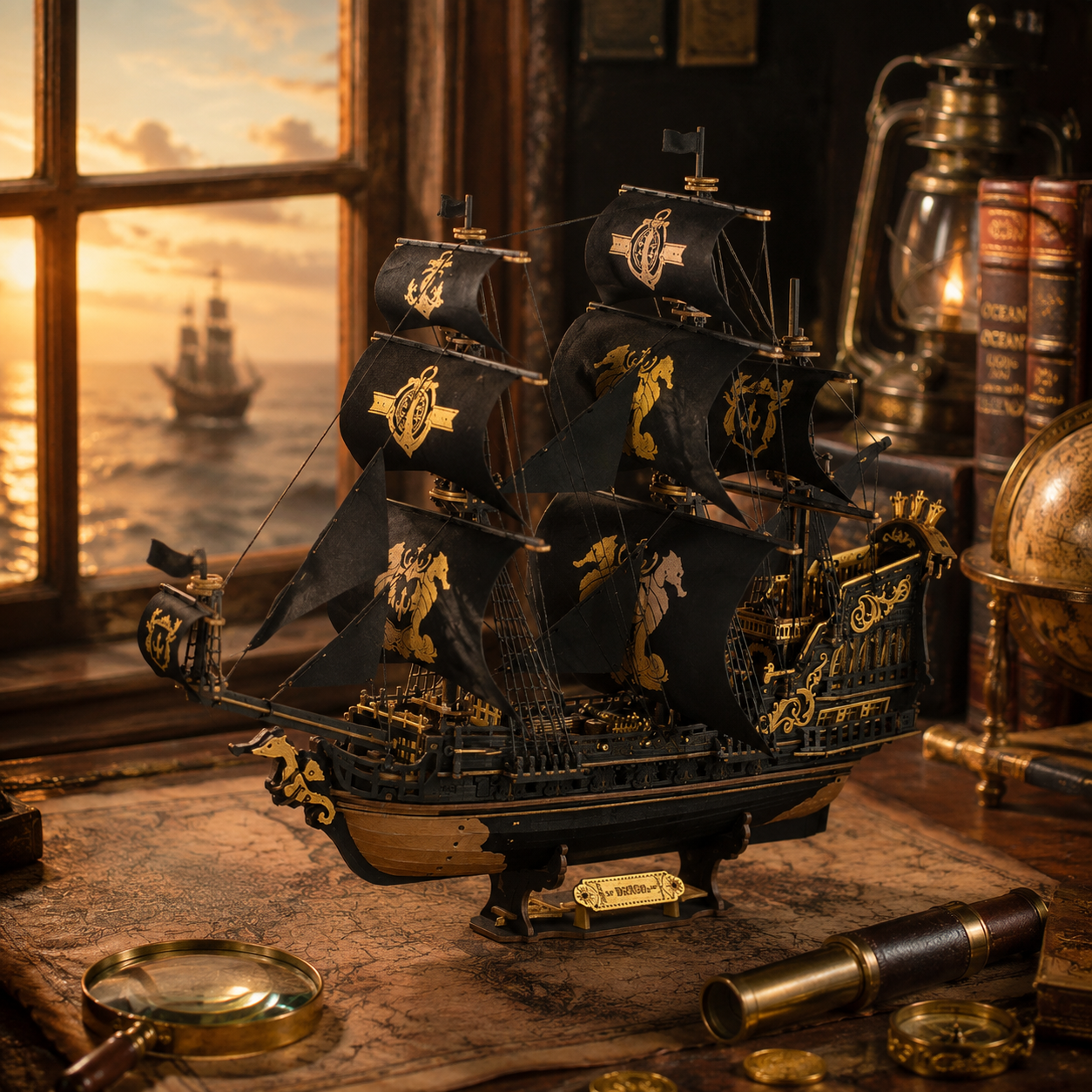 BysageCraft Seahorse Barque 3D Wooden Puzzle Model Kit 4