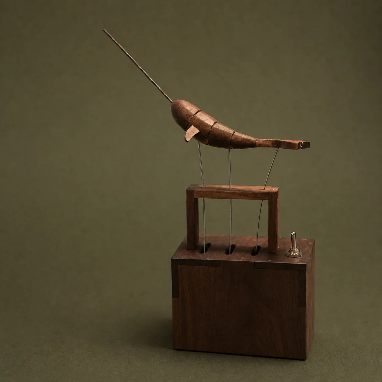 BysageCraft Swimming Narwhal Wooden Automata Mechanical Kinetic Tabletop Sculpture 2