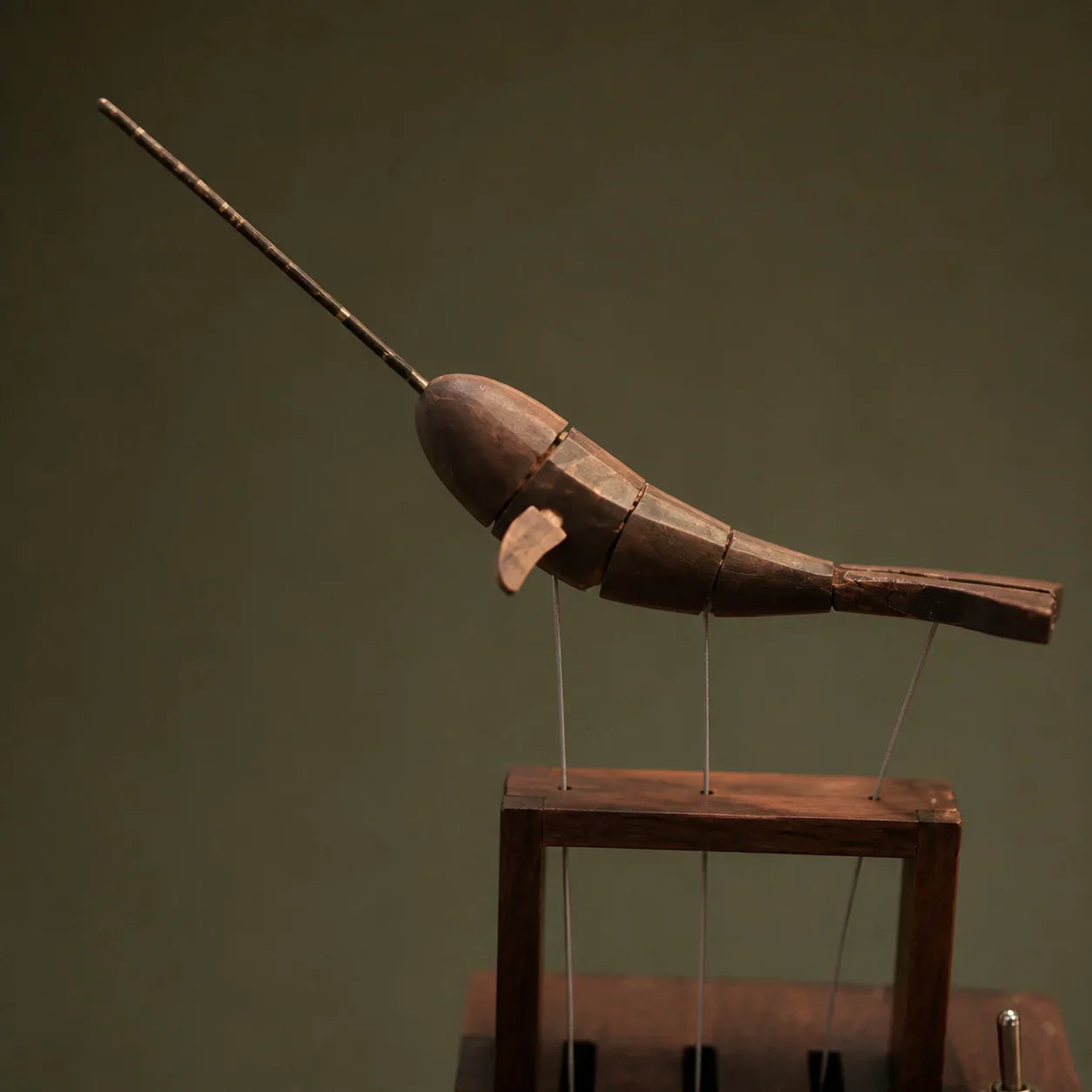 BysageCraft Swimming Narwhal Wooden Automata Mechanical Kinetic Tabletop Sculpture 5