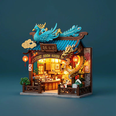 BysageCraft Azure Phoenix Inn Dragon Year Blessing DIY Miniature Book Nook Kit 1