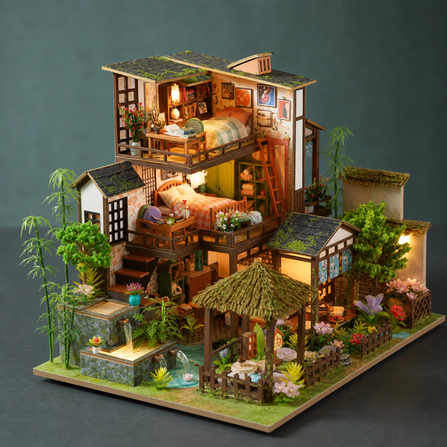 BysageCraft Bamboo Spring Retreat Miniature House Kit 1