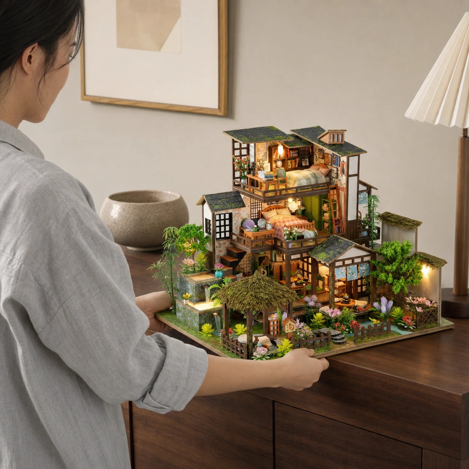 BysageCraft Bamboo Spring Retreat Miniature House Kit 10