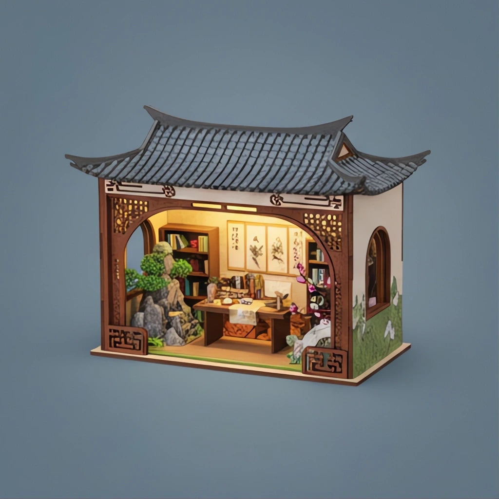 BysageCraft Elegant Song Dynasty Book Nook 3D Miniature House Kit 1