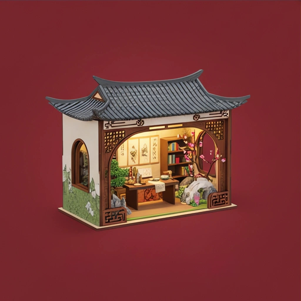 BysageCraft Elegant Song Dynasty Book Nook 3D Miniature House Kit 3