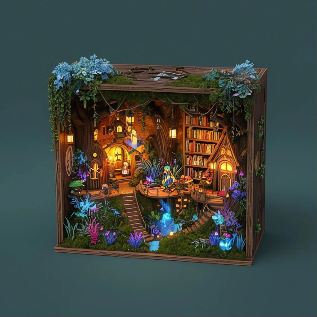 BysageCraft Enchanted Elf Paradise DIY Book Nook Kit 1