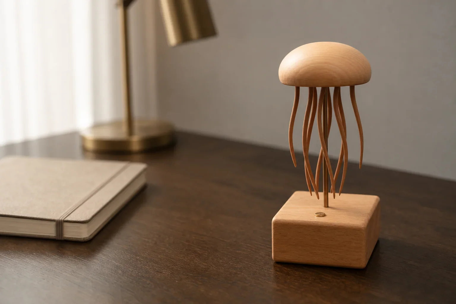 BysageCraft Floating Jellyfish Wooden Kinetic Sculpture Mechanical Tabletop Display 10