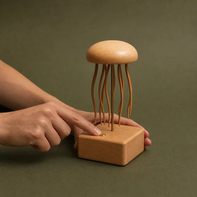 BysageCraft Floating Jellyfish Wooden Kinetic Sculpture Mechanical Tabletop Display 6