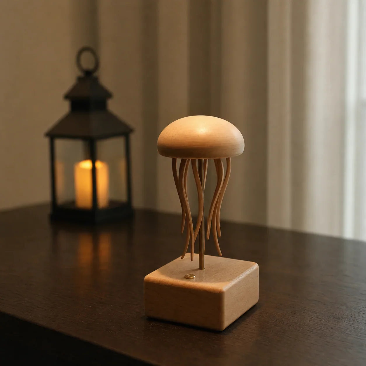 BysageCraft Floating Jellyfish Wooden Kinetic Sculpture Mechanical Tabletop Display 8