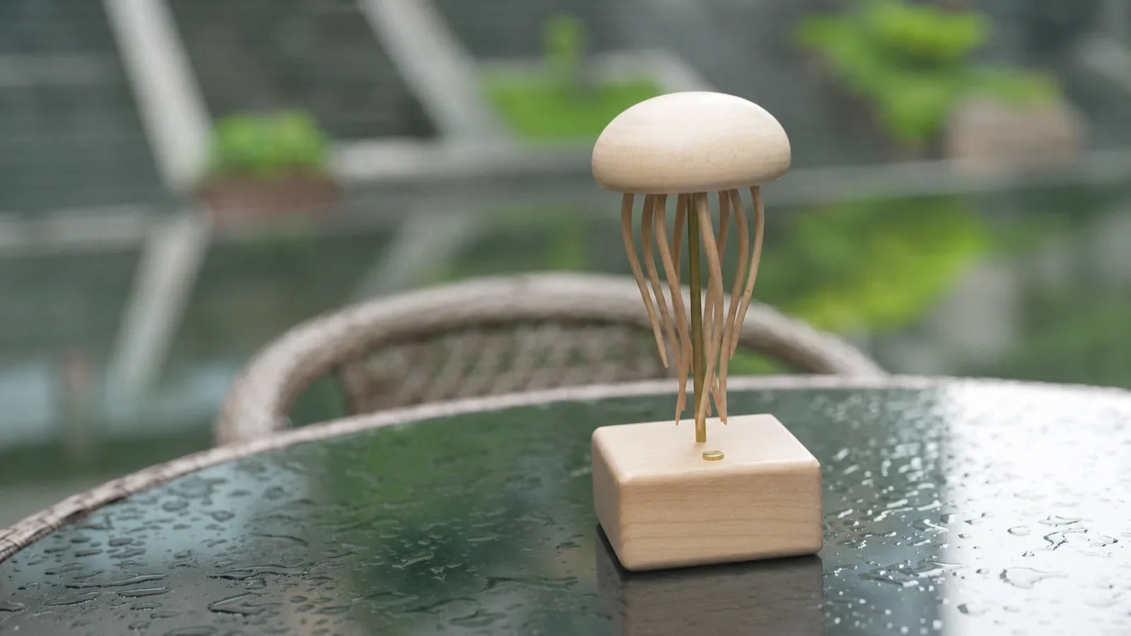 BysageCraft Floating Jellyfish Wooden Kinetic Sculpture Mechanical Tabletop Display 9
