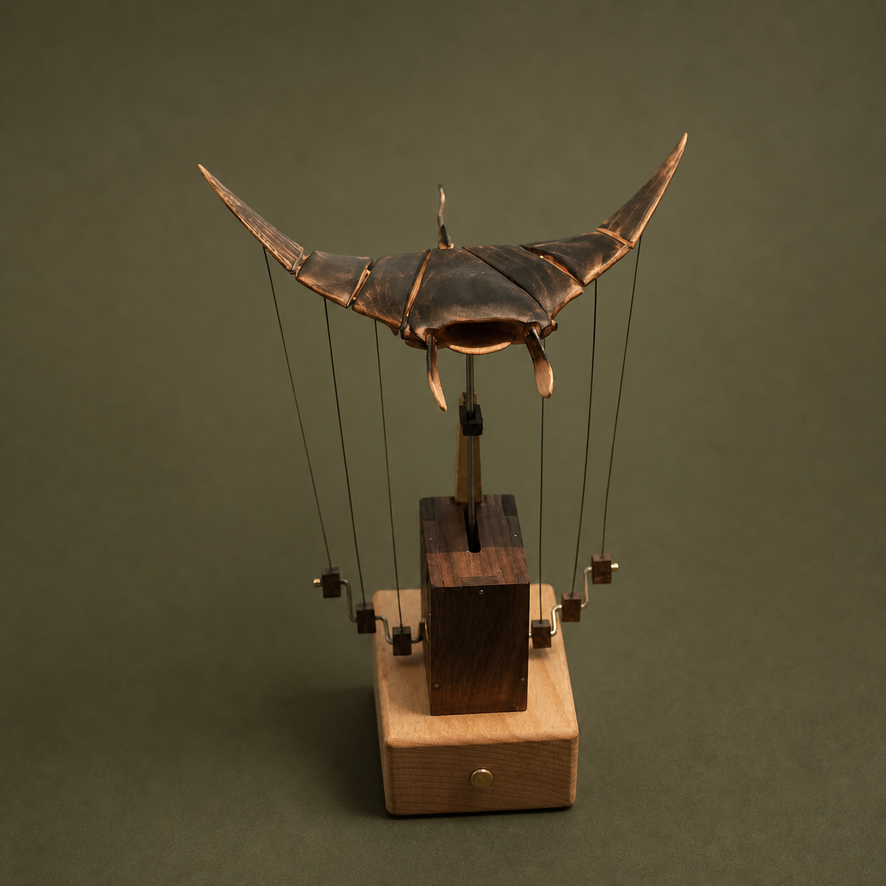 BysageCraft Flying Manta Ray Wooden Kinetic Sculpture  Mechanical Tabletop Display 1