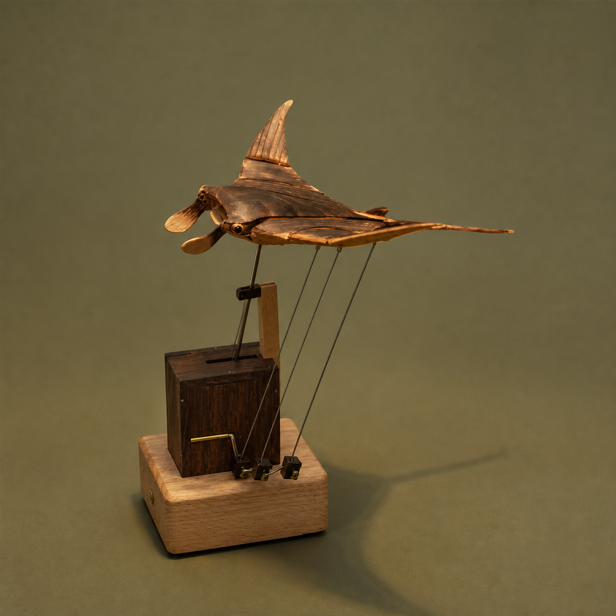 BysageCraft Flying Manta Ray Wooden Kinetic Sculpture  Mechanical Tabletop Display 10