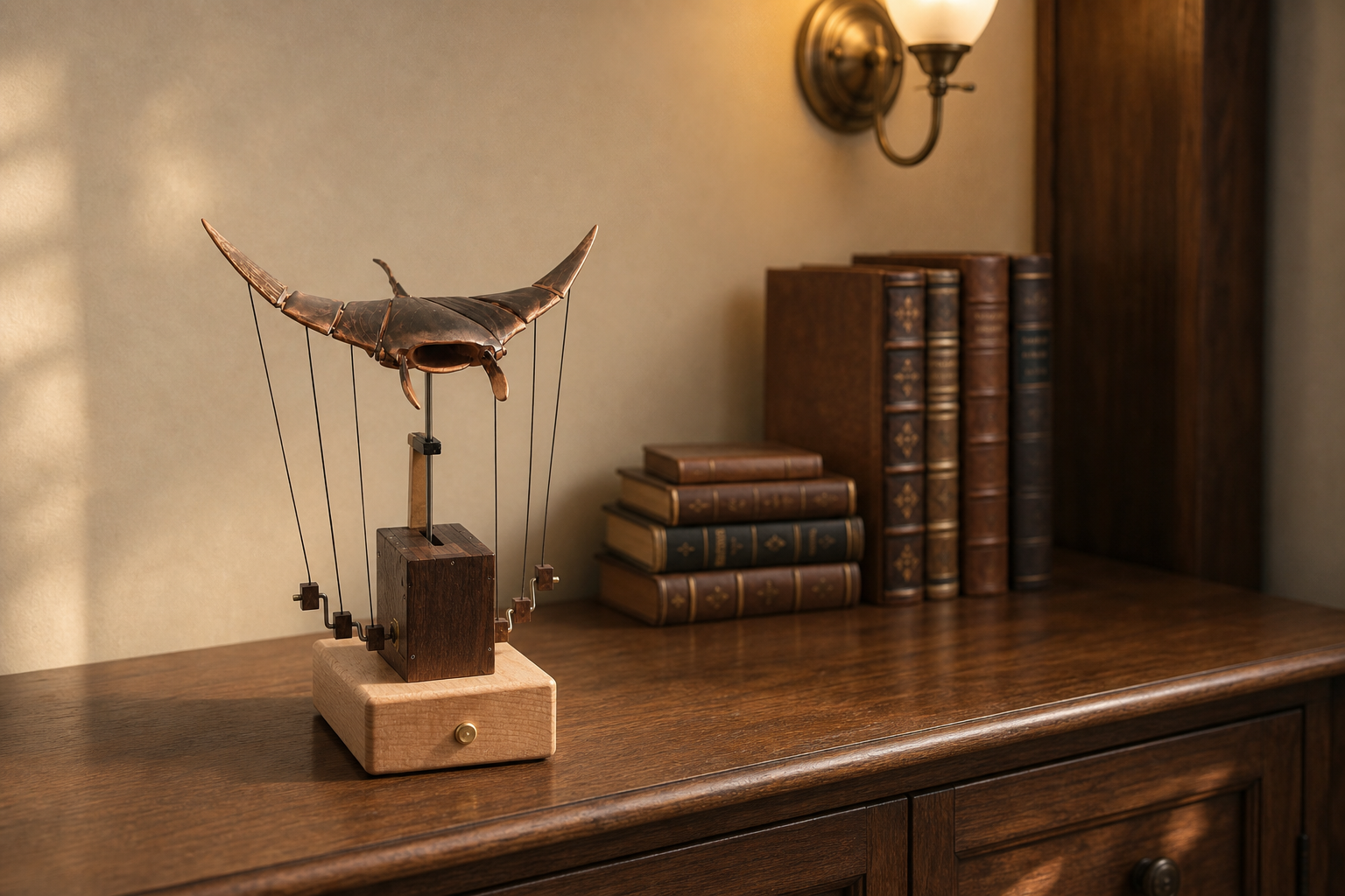 BysageCraft Flying Manta Ray Wooden Kinetic Sculpture  Mechanical Tabletop Display 11