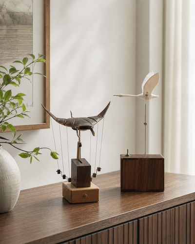 BysageCraft Flying Manta Ray Wooden Kinetic Sculpture  Mechanical Tabletop Display 12