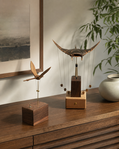 BysageCraft Flying Manta Ray Wooden Kinetic Sculpture  Mechanical Tabletop Display 13