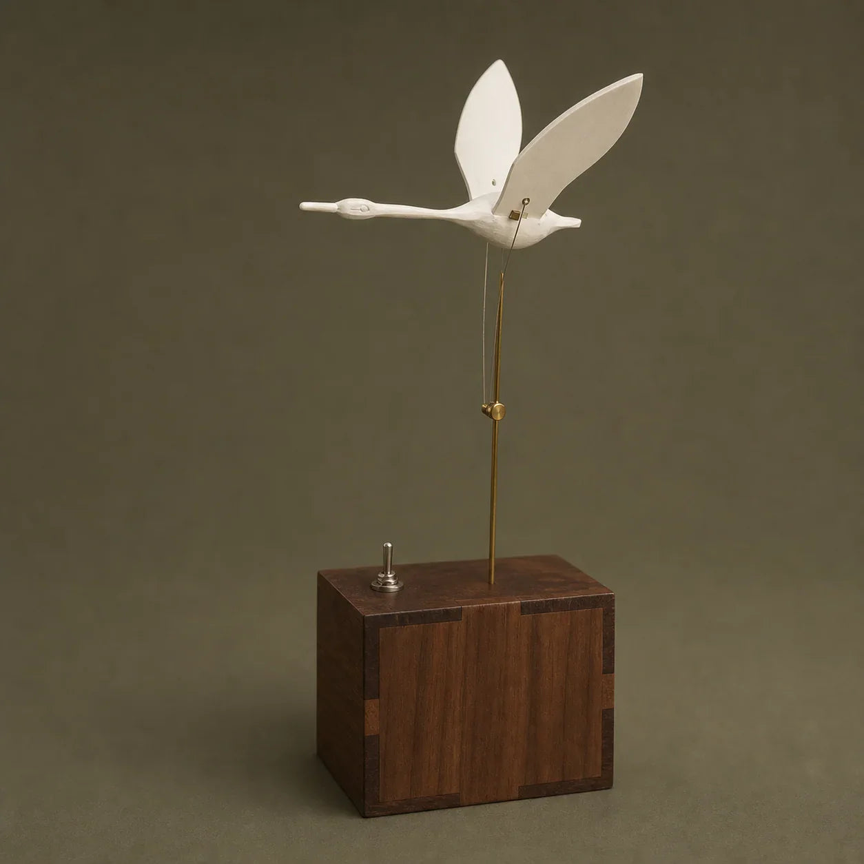 BysageCraft Flying White Swan Wooden Kinetic Sculpture Mechanical Tabletop Display 1