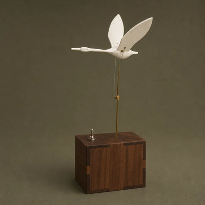 BysageCraft Flying White Swan Wooden Kinetic Sculpture Mechanical Tabletop Display 1