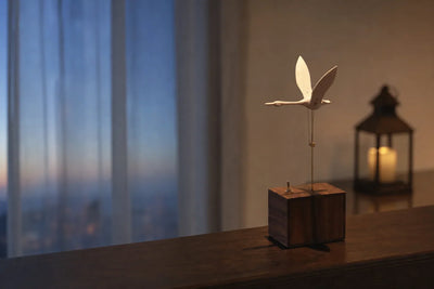 BysageCraft Flying White Swan Wooden Kinetic Sculpture Mechanical Tabletop Display 11