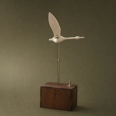 BysageCraft Flying White Swan Wooden Kinetic Sculpture Mechanical Tabletop Display 2