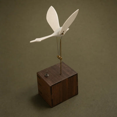 BysageCraft Flying White Swan Wooden Kinetic Sculpture Mechanical Tabletop Display 3