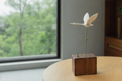 BysageCraft Flying White Swan Wooden Kinetic Sculpture Mechanical Tabletop Display 8