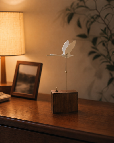 BysageCraft Flying White Swan Wooden Kinetic Sculpture Mechanical Tabletop Display 9