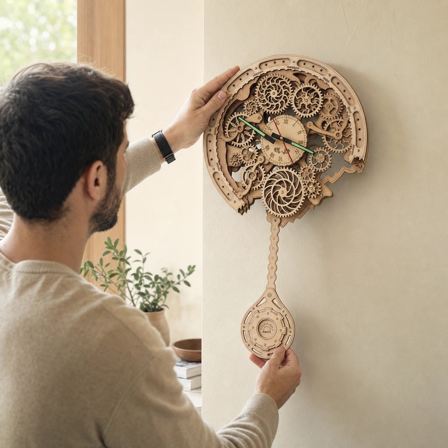 BysageCraft Gear Pendulum Clock 3D Wooden Puzzle Kit 6