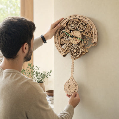 BysageCraft Gear Pendulum Clock 3D Wooden Puzzle Kit 6