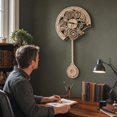 BysageCraft Gear Pendulum Clock 3D Wooden Puzzle Kit 8