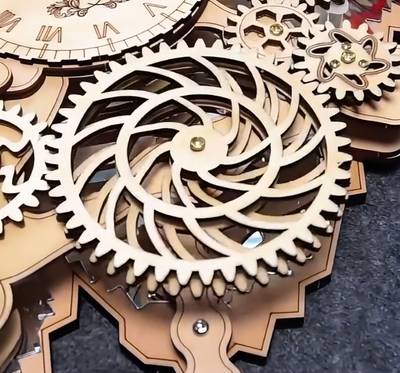 BysageCraft Gear Pendulum Clock 3D Wooden Puzzle Kit 9