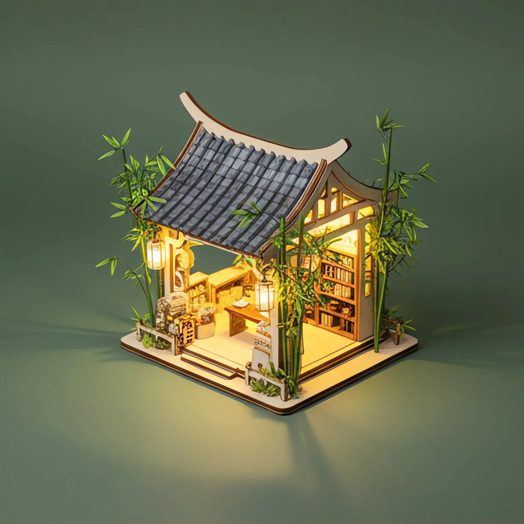 BysageCraft Green Bamboo Book Nook DIY Kit 2