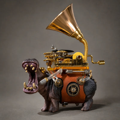 BysageCraft Hippo Musician Metal Model Kit for Hand Crank Mechanical Music Box 1