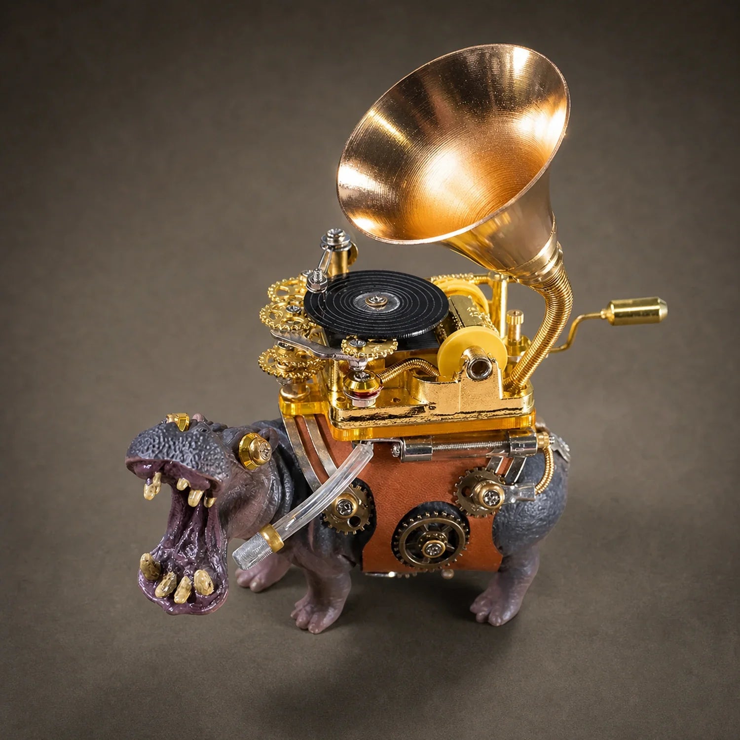 BysageCraft Hippo Musician Metal Model Kit for Hand Crank Mechanical Music Box 4