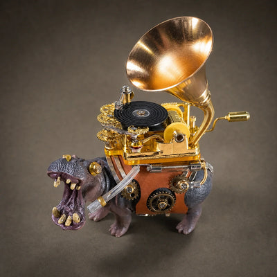 BysageCraft Hippo Musician Metal Model Kit for Hand Crank Mechanical Music Box 4