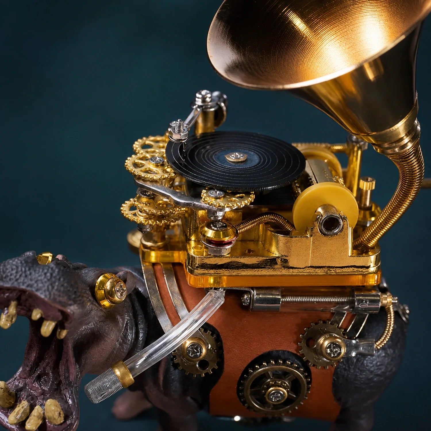 BysageCraft Hippo Musician Metal Model Kit for Hand Crank Mechanical Music Box 7