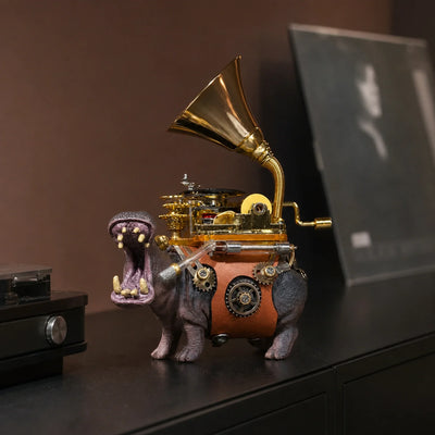 BysageCraft Hippo Musician Metal Model Kit for Hand Crank Mechanical Music Box 8
