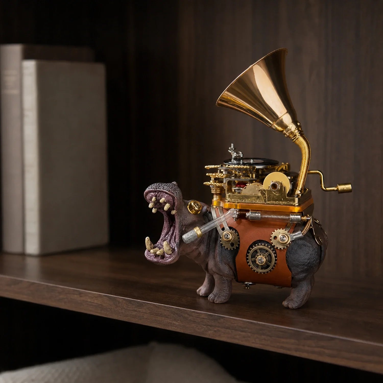 BysageCraft Hippo Musician Metal Model Kit for Hand Crank Mechanical Music Box 9