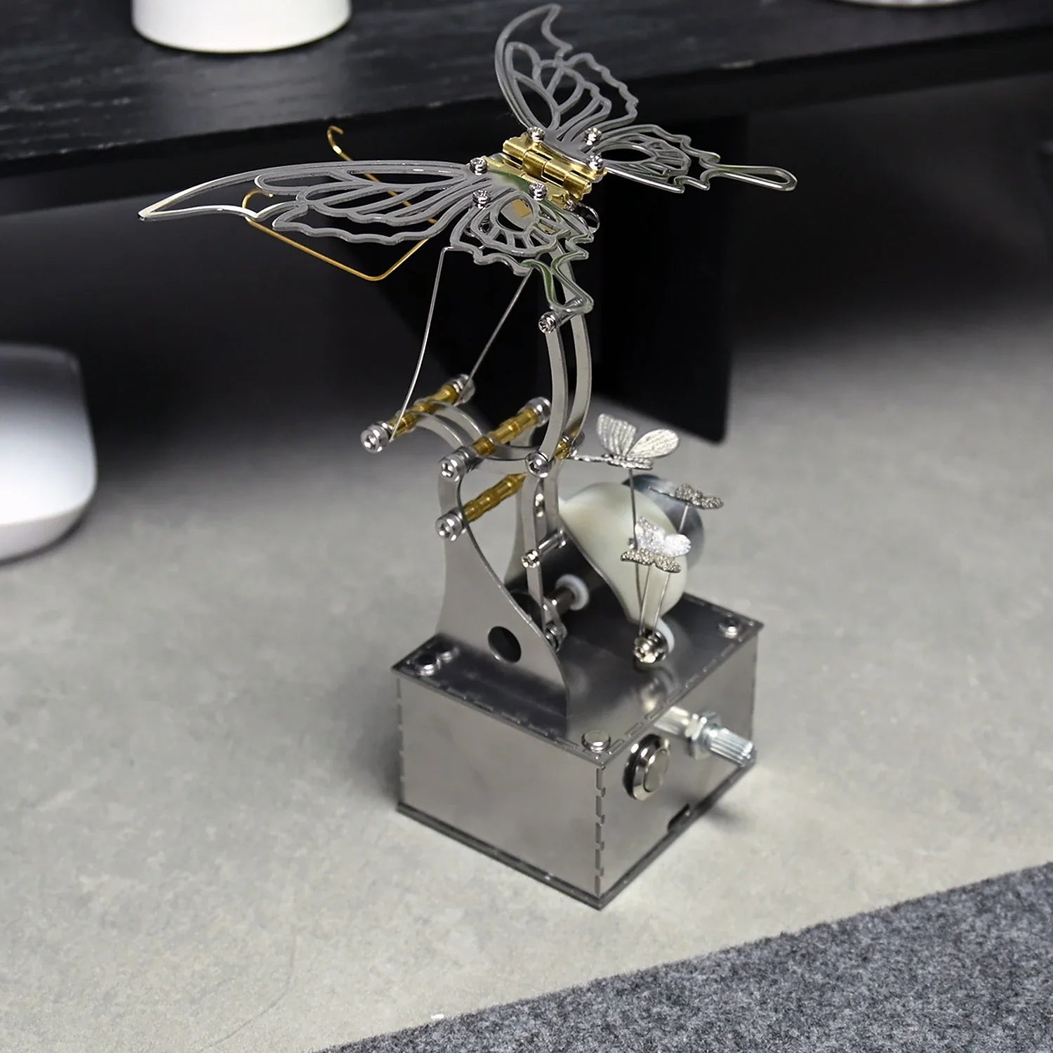 BysageCraft Mechanical Butterfly Metal Kinetic Sculpture for Interactive Desktop Display 10