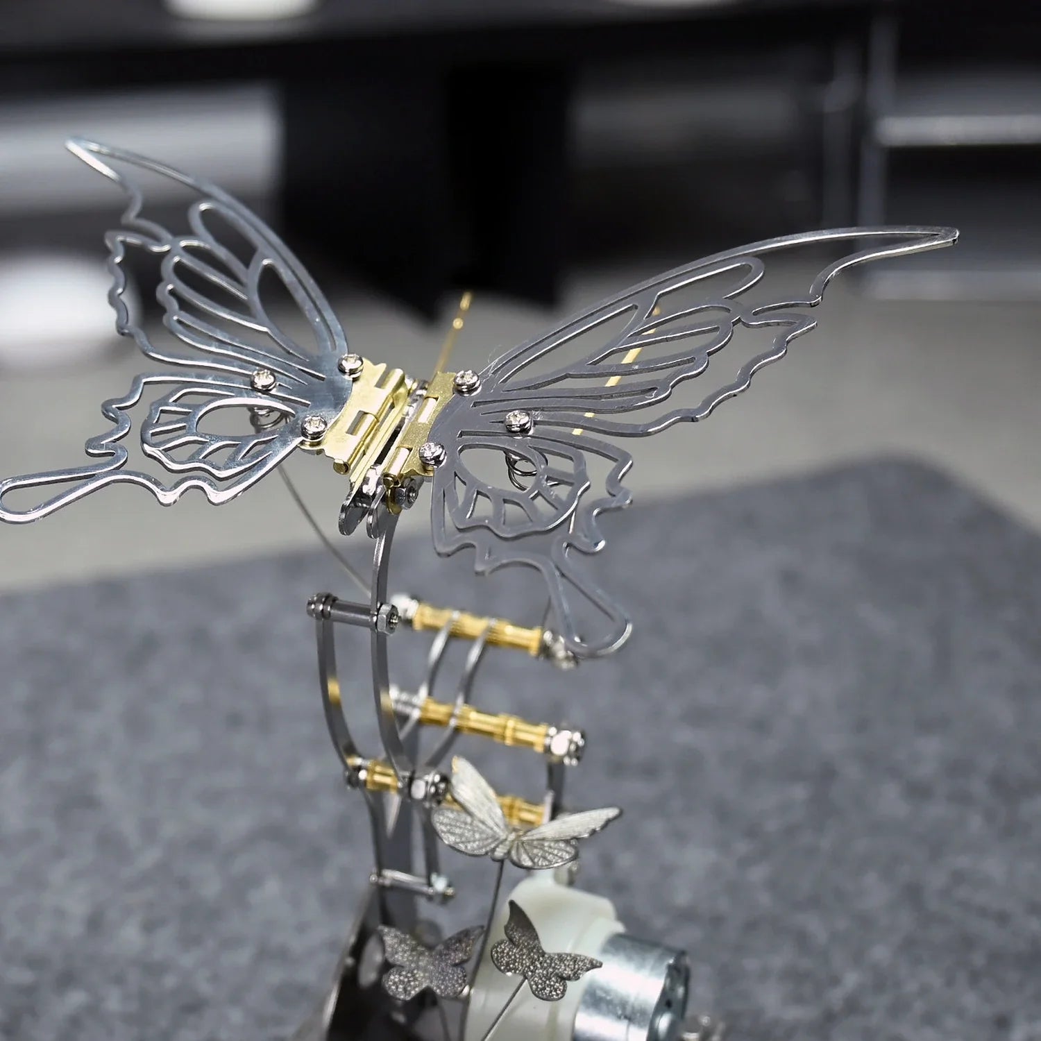 BysageCraft Mechanical Butterfly Metal Kinetic Sculpture for Interactive Desktop Display 5