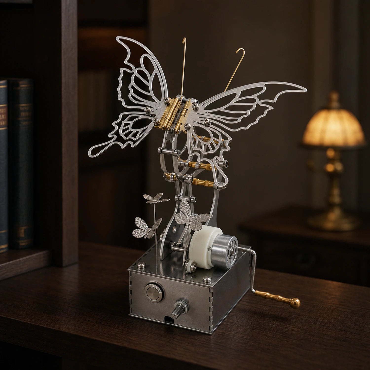 BysageCraft Mechanical Butterfly Metal Kinetic Sculpture for Interactive Desktop Display 6